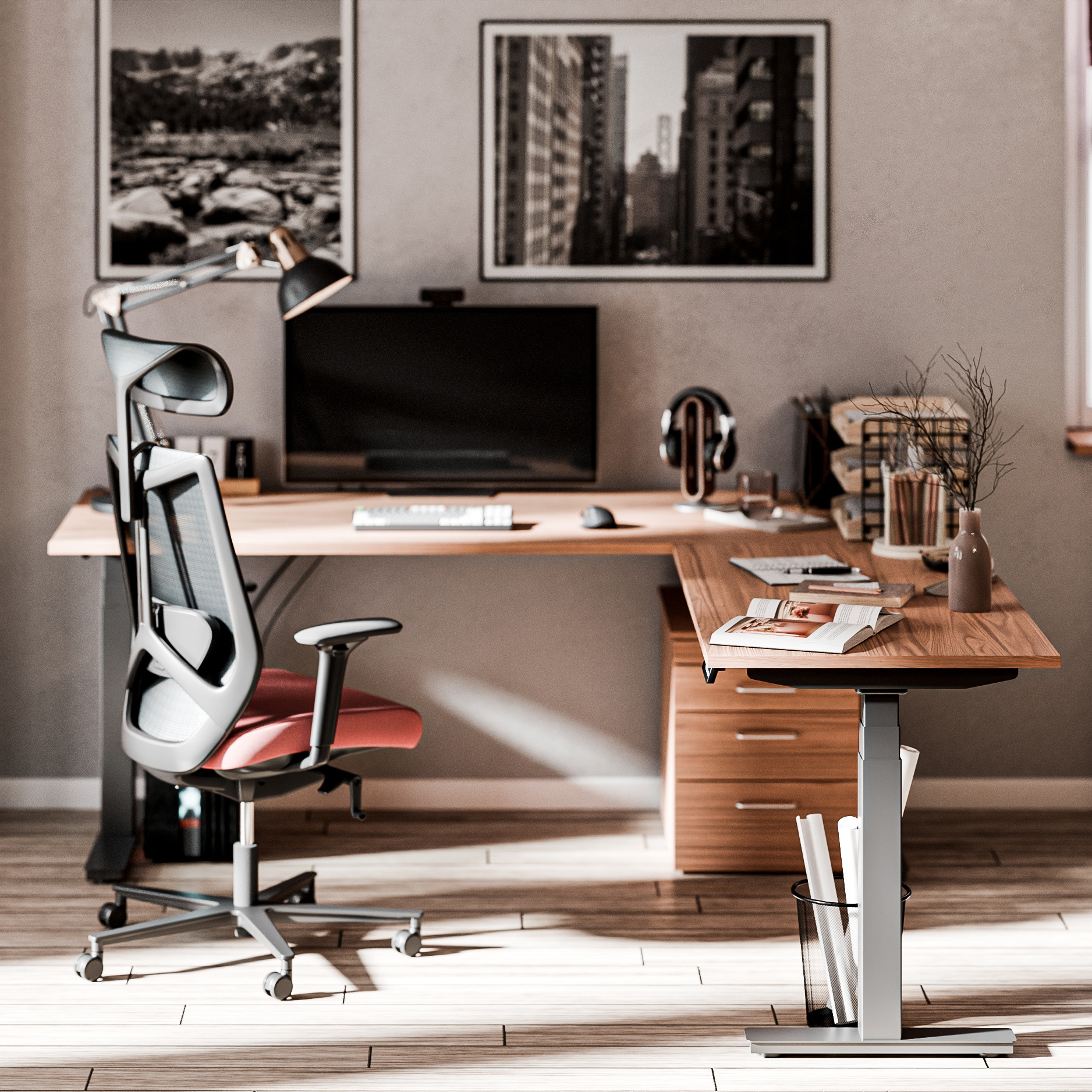 eDesk elektrisch höhenverstellbarer Eckschreibtisch Gestell eckig eDesk elektrisch höhenverstellbarer Eckschreibtisch Gestell eckig