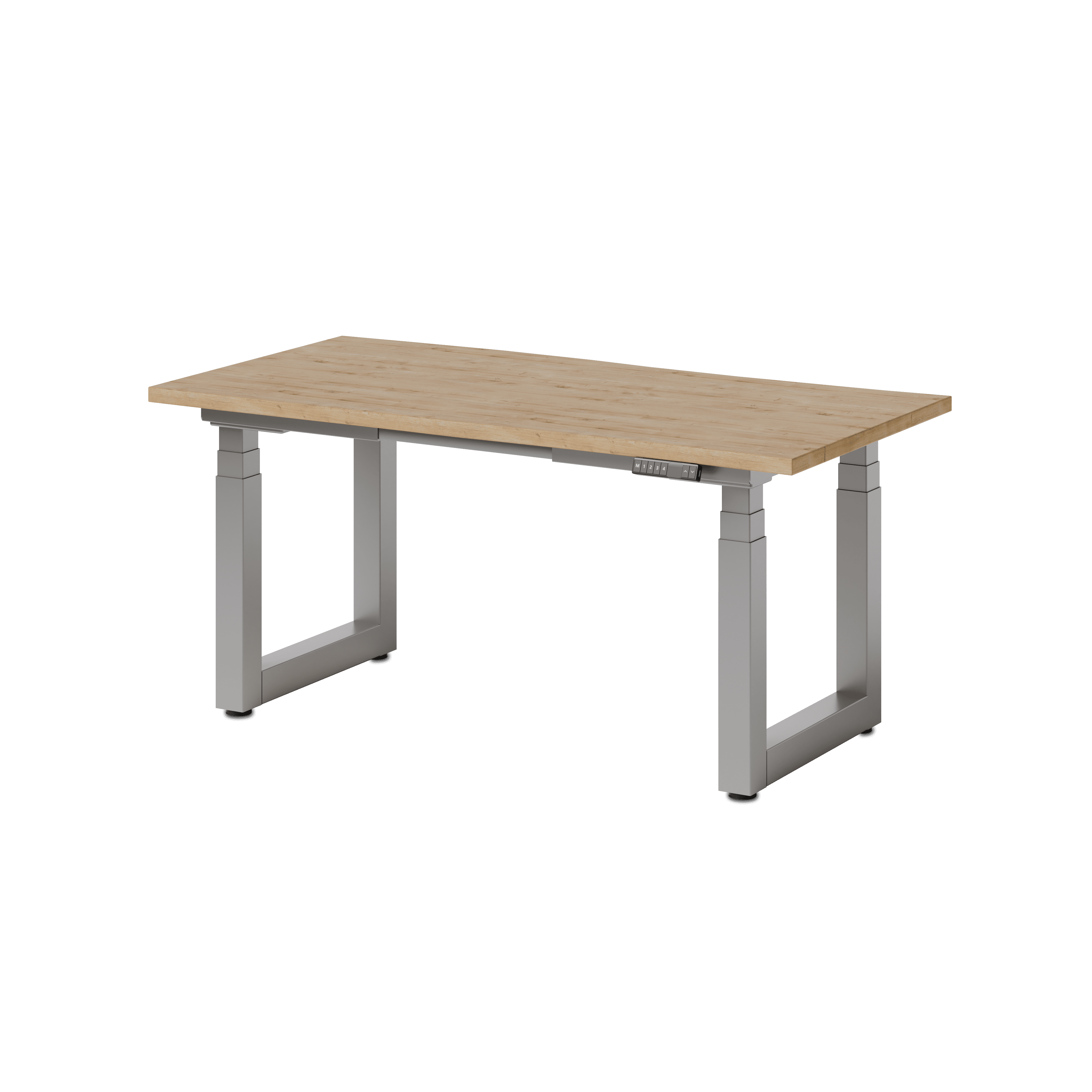 eDesk PRO elektrisch höhenverstellbarer Schreibtisch Eiche Vollholz