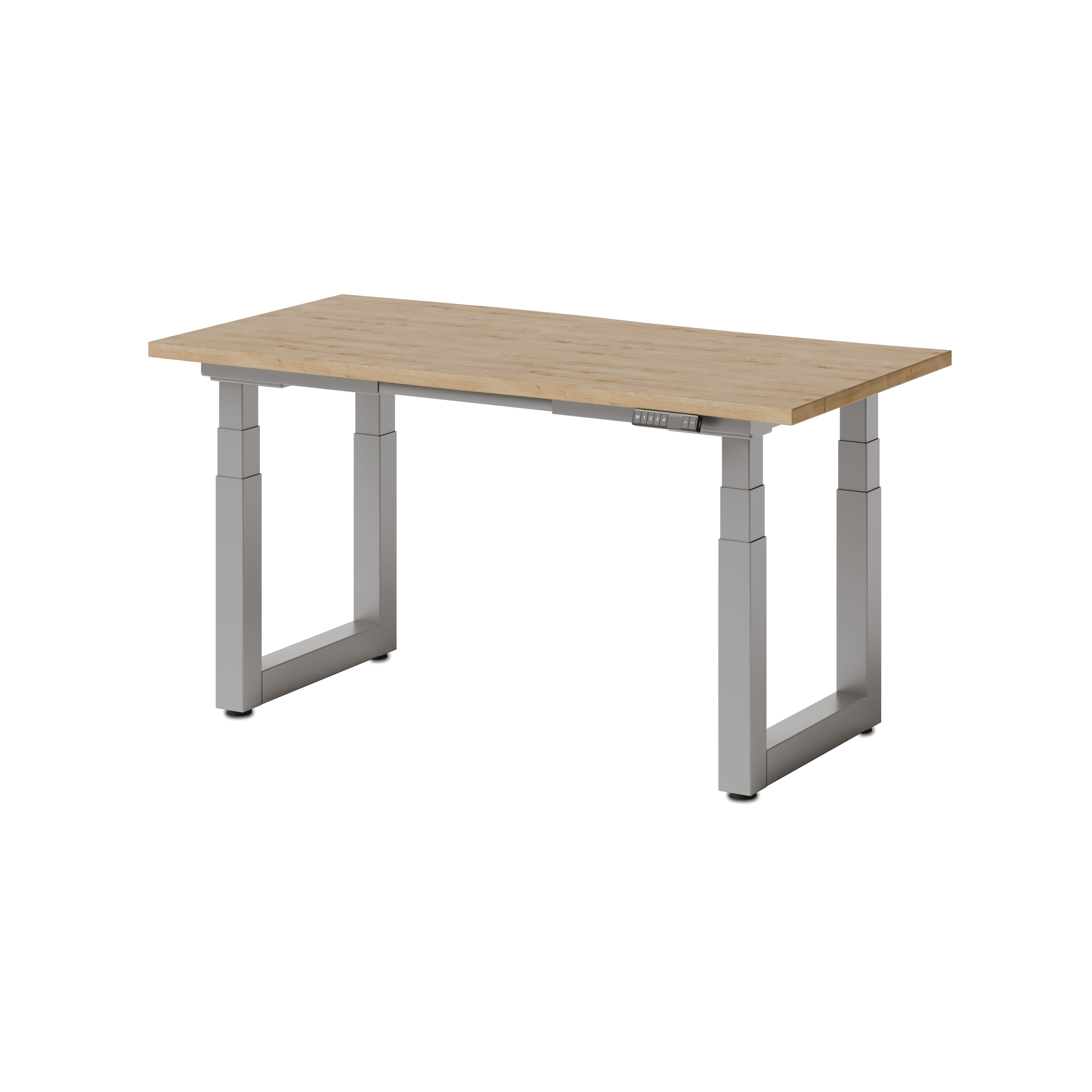eDesk PRO elektrisch höhenverstellbarer Schreibtisch Eiche Vollholz