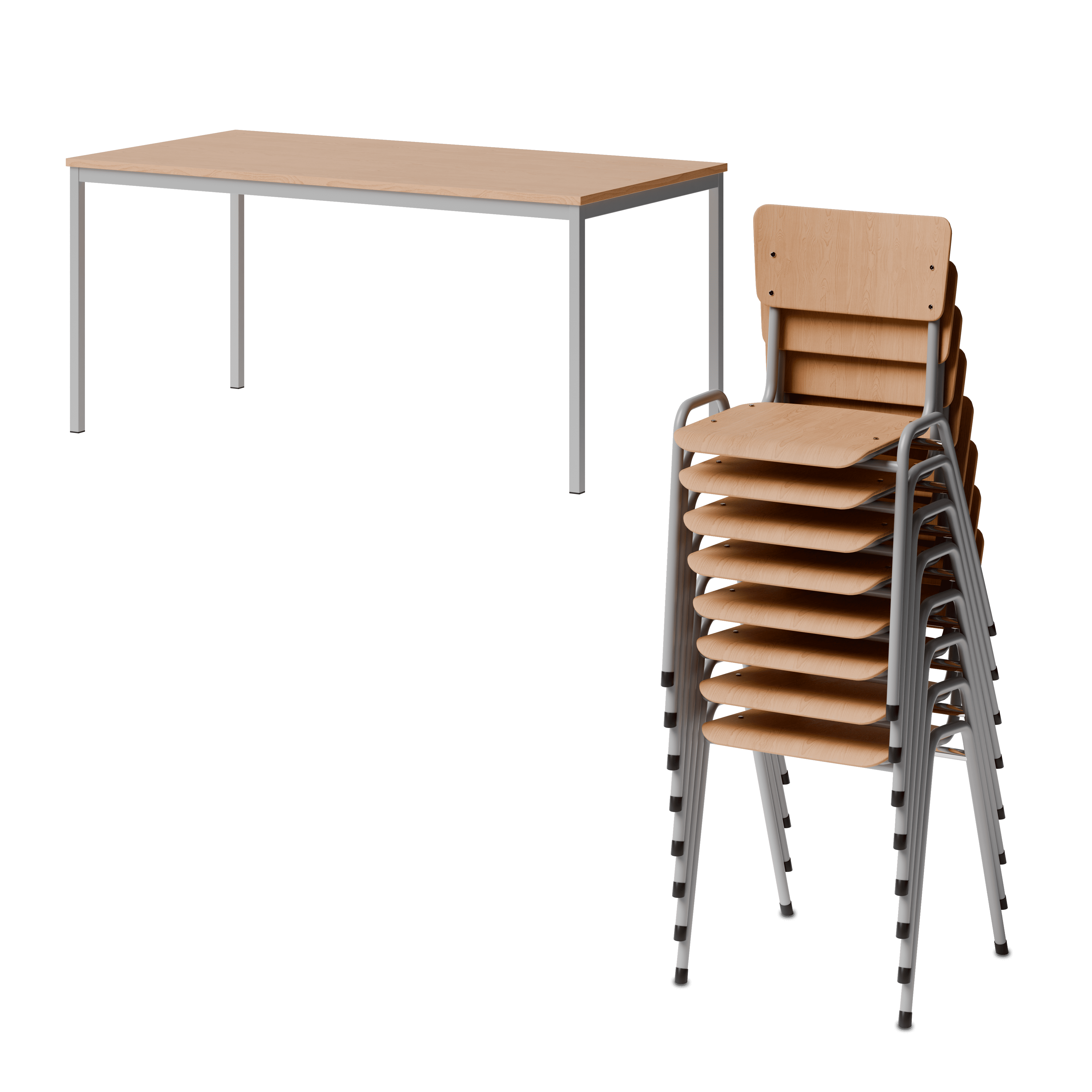 Kantinen Bundle Groß – Mehrzwecktisch & 8x Stapelstuhl 11H