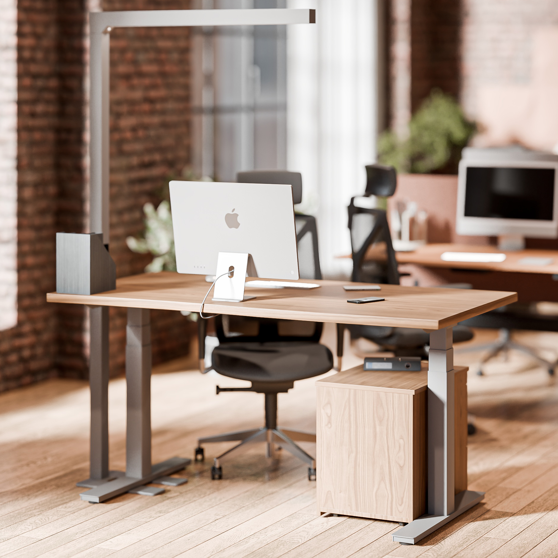 eDesk elektrisch höhenverstellbarer Schreibtisch, 120 x 80 cm in Buche & Weißaluminium eDesk elektrisch höhenverstellbarer Schreibtisch, 120 x 80 cm in Buche & Weißaluminium