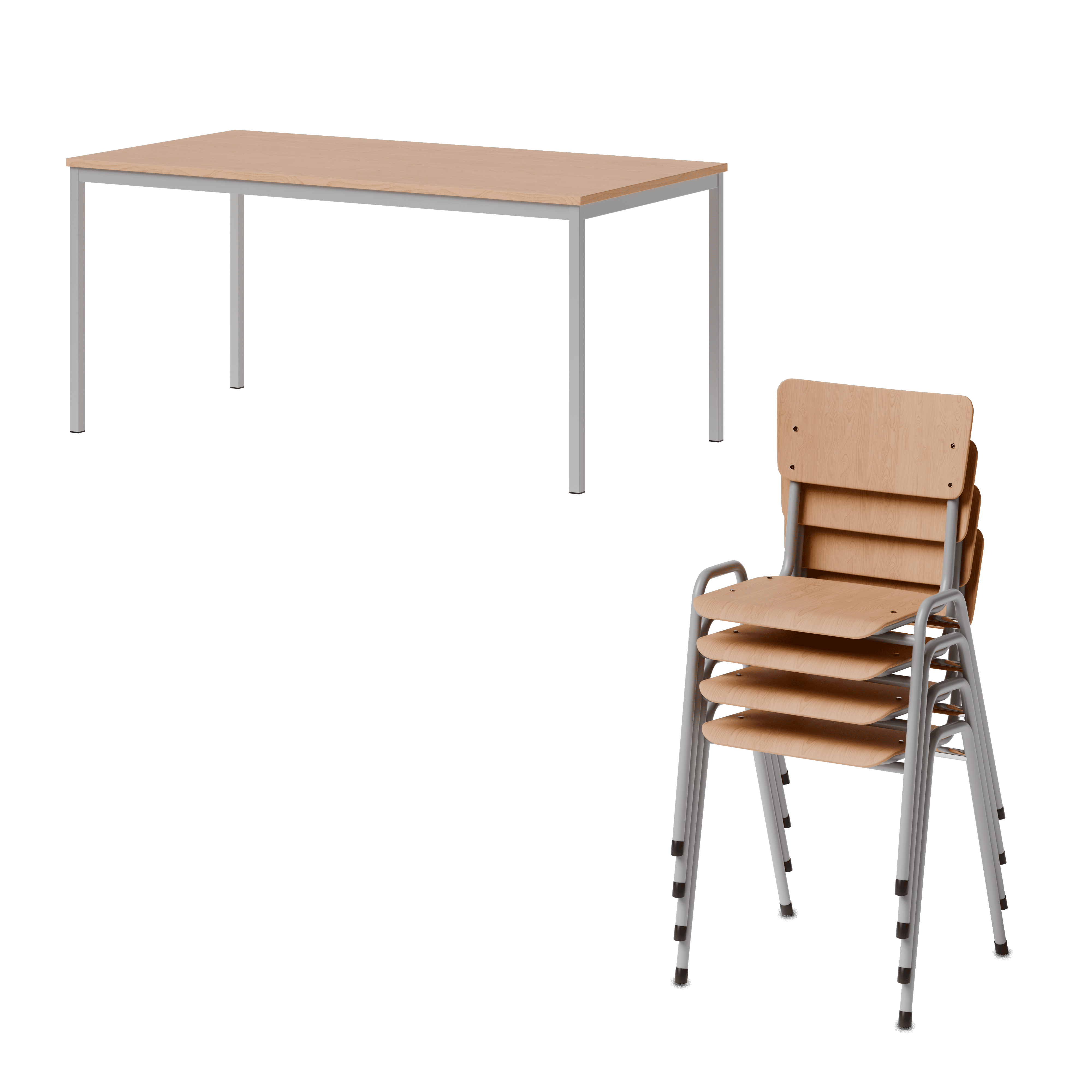 Kantinen Bundle Klein – Mehrzwecktisch & 4x Stapelstuhl 11H