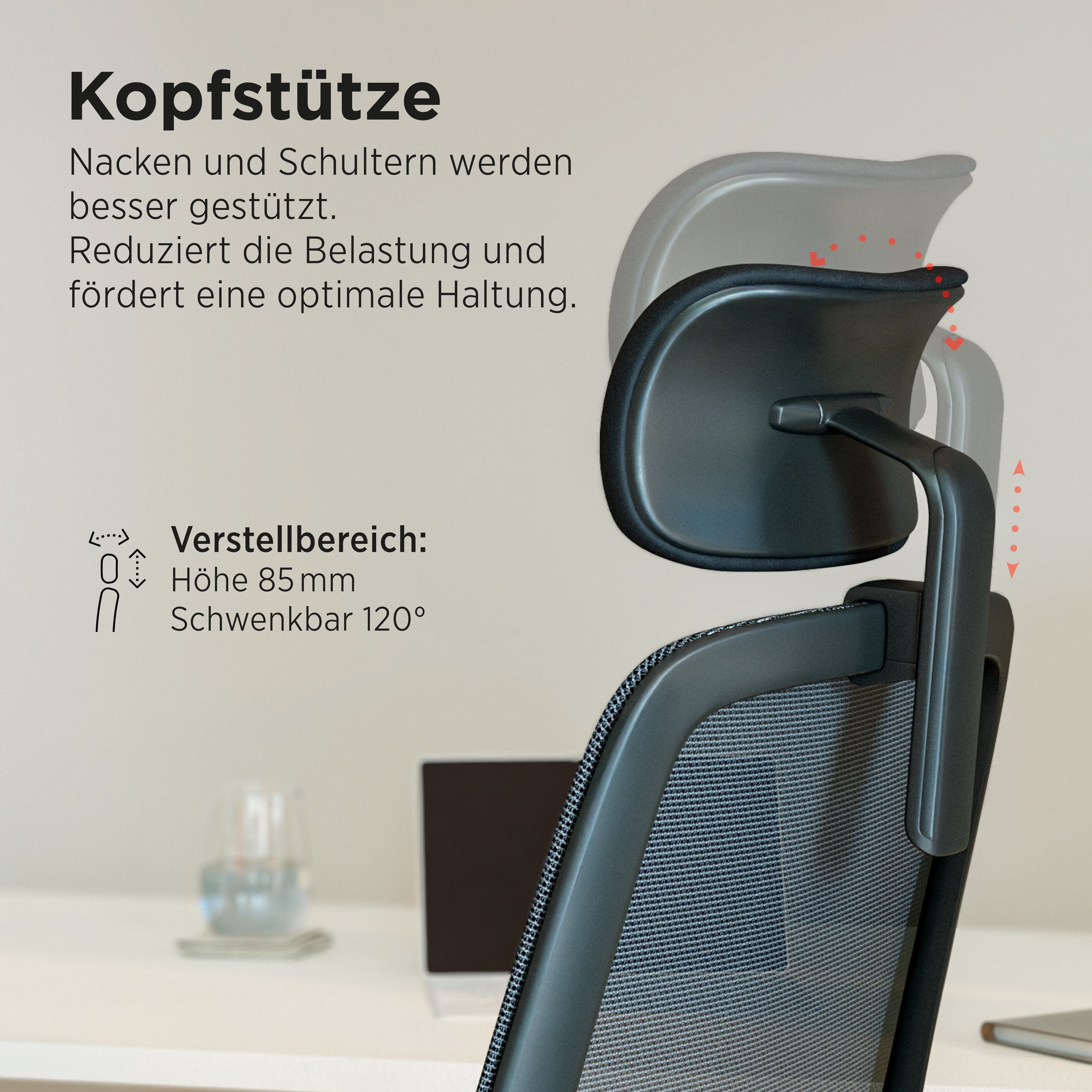 Elovie Drehstuhl mit Kopfstütze