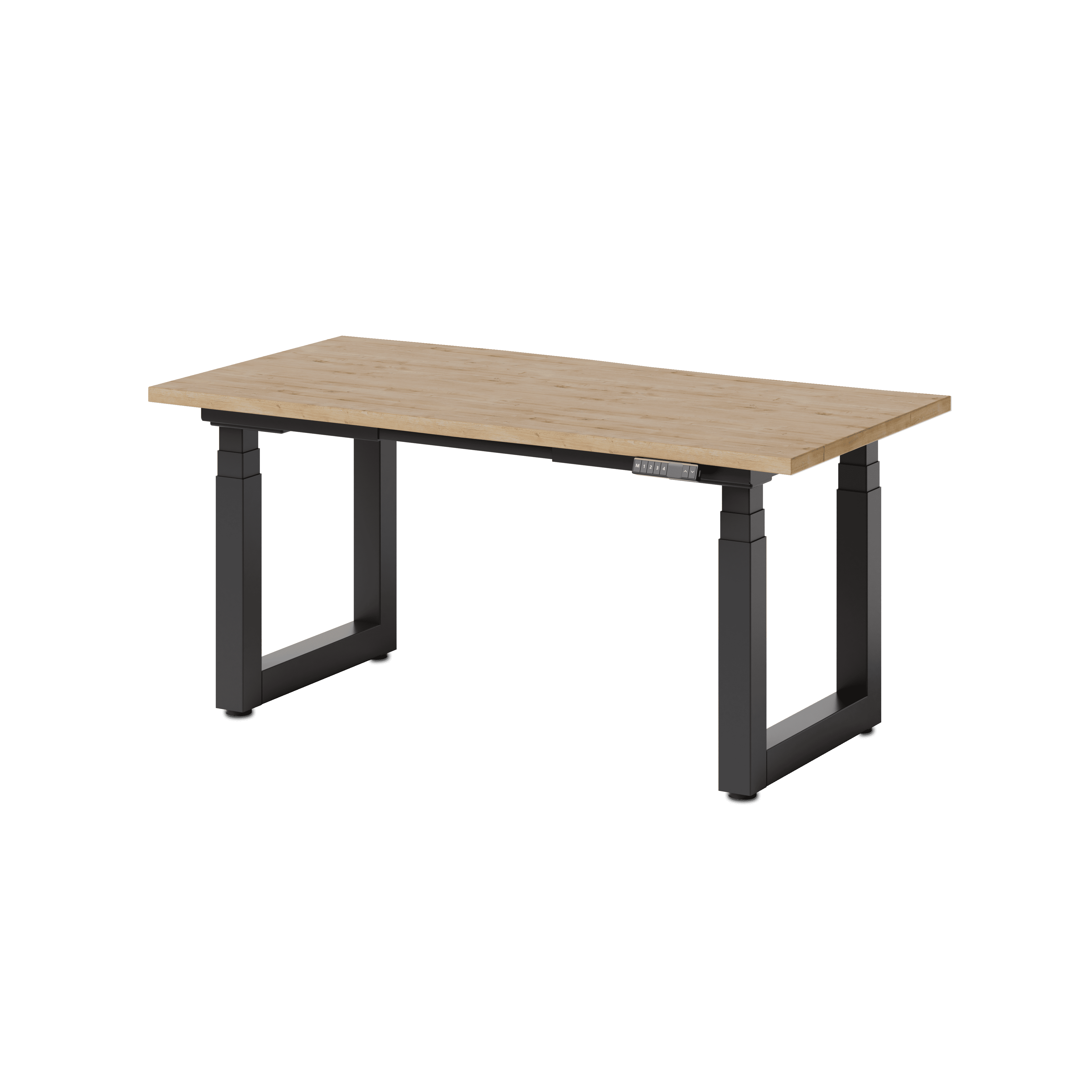 eDesk PRO elektrisch höhenverstellbarer Schreibtisch Eiche Vollholz