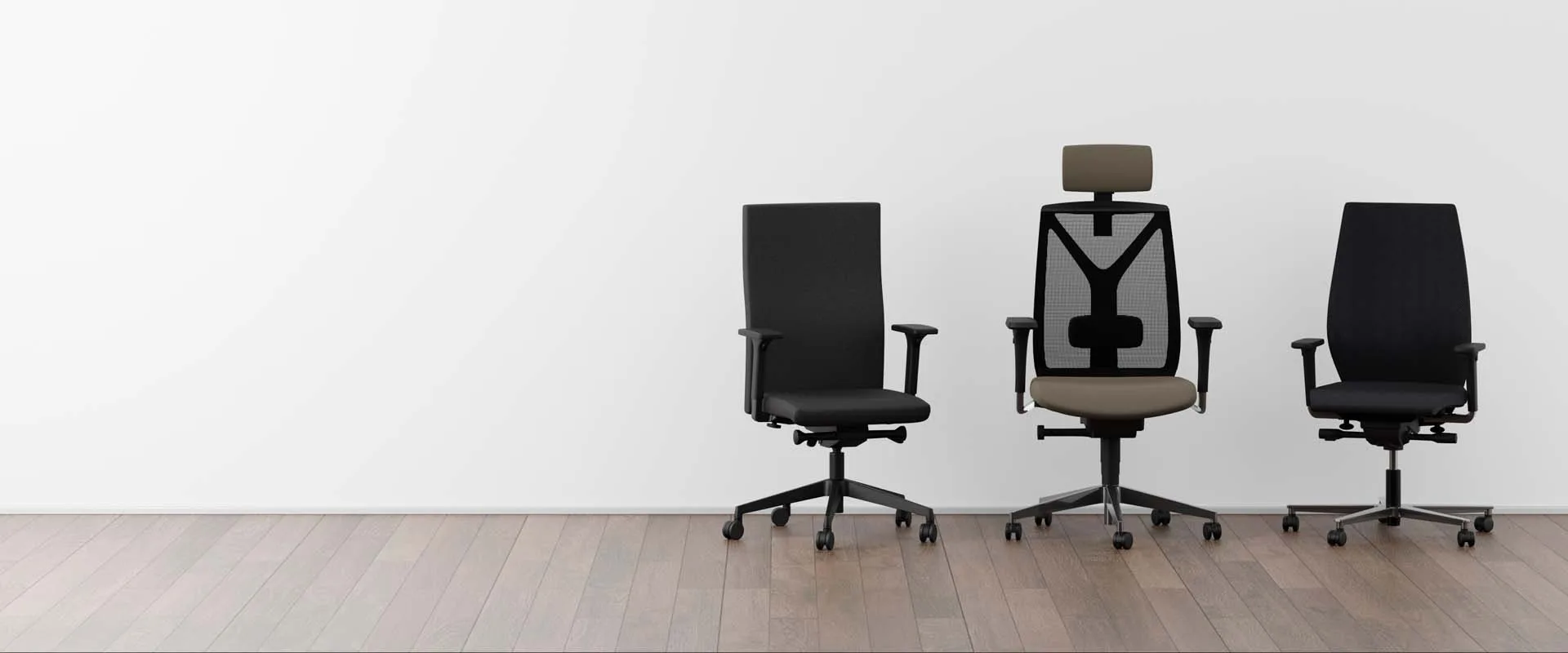 Drei ergonomische Bürostuhlmodelle