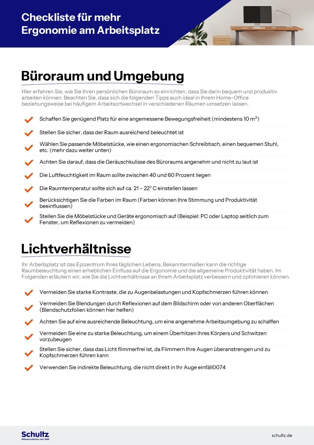 Eine Checkliste für mehr Ergonomie am Arbeitsplatz
