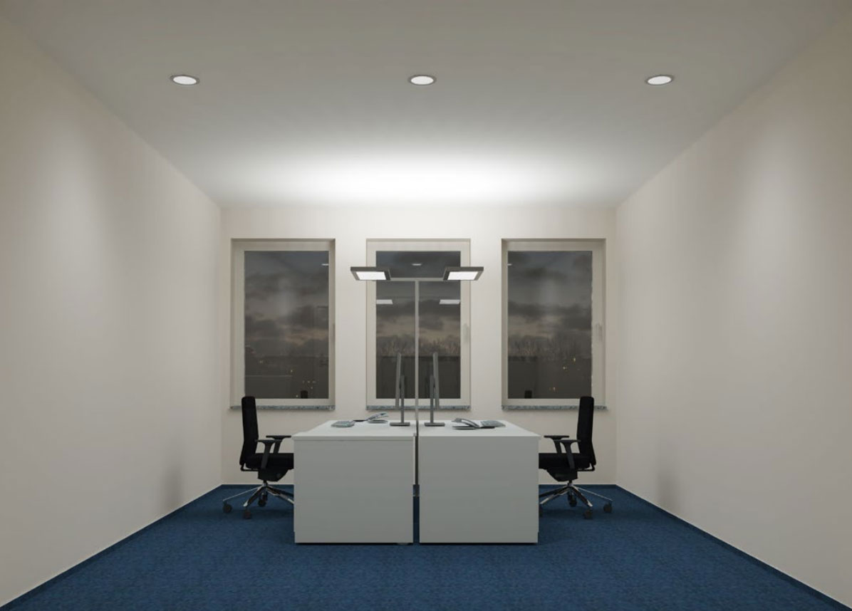 Ergonomische Beleuchtung im Zweierbüro