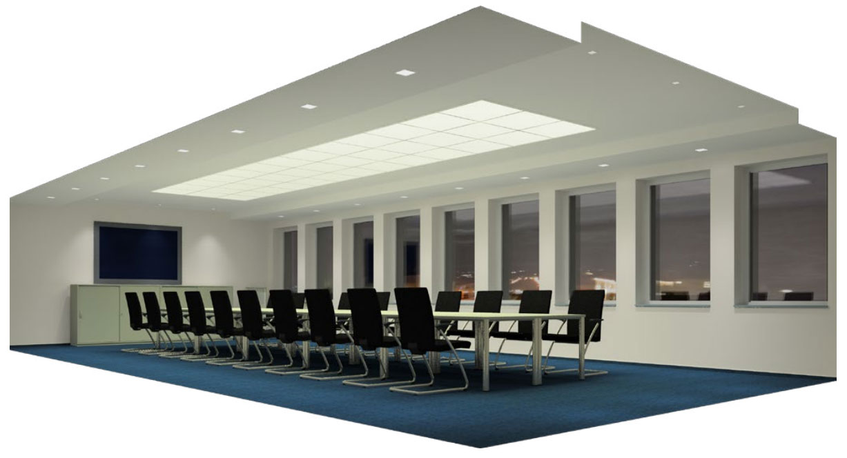 Ergonomische Beleuchtung im Konferenzraum