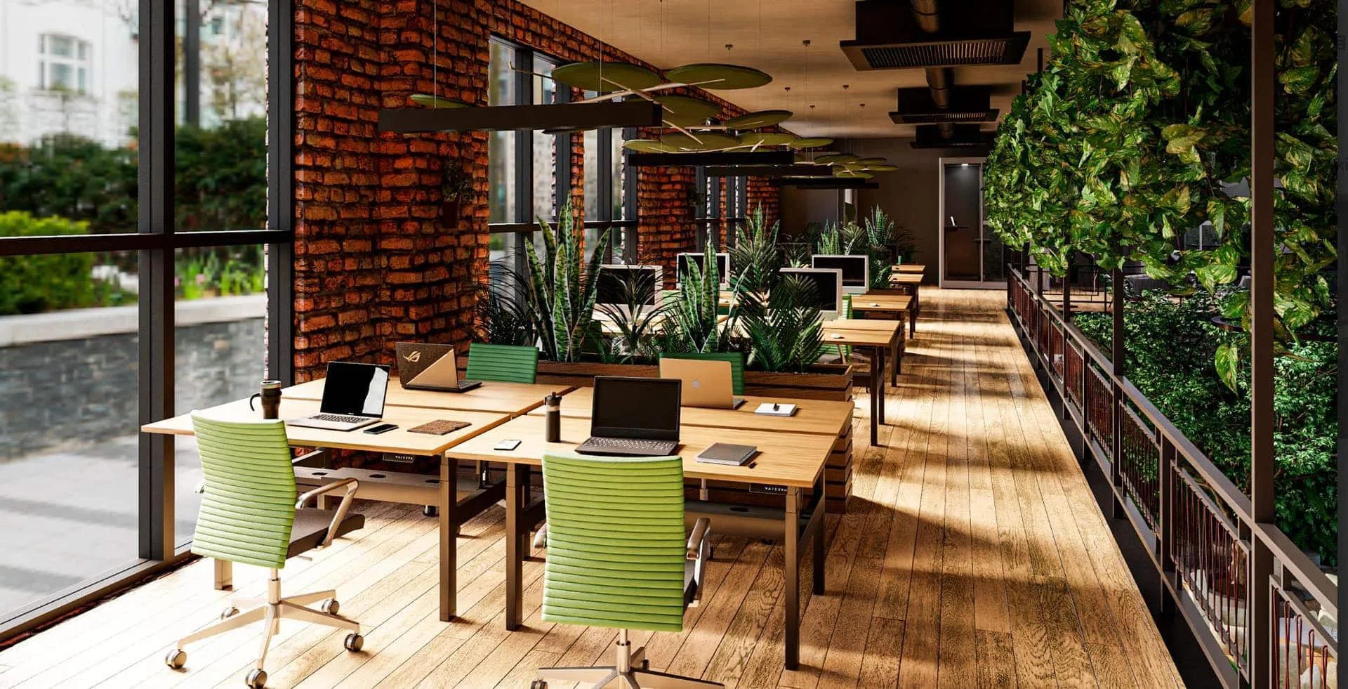 Großraumbüro mit ergonomischen Arbeitsplätzen