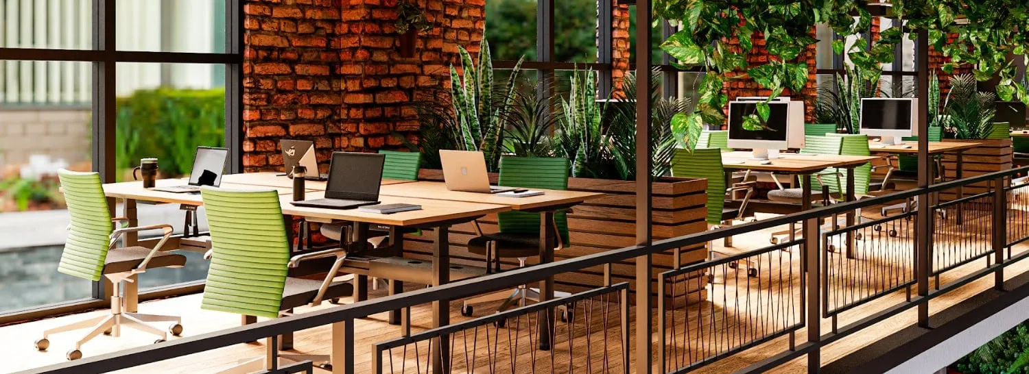 Großraumbüro mit ergonomischen Arbeitsplätzen