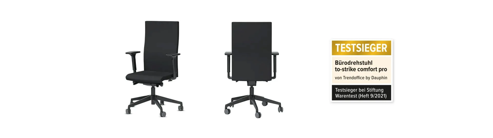 To-Strike Comfort Pro Testsieger Bürodrehstuhl in Schwarz – Gewinner der Stiftung Warentest (Heft 9/2021)
