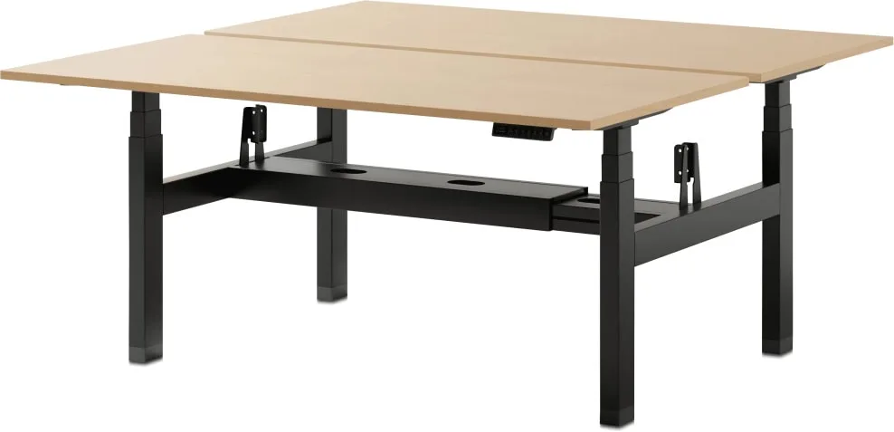 schultz-7ede2-edesk-hoehenverstellbarer-team-schreibtisch-gestell-eckig-schwarz-buche-30deg-transparent eDesk elektrisch höhenverstellbarer Team-Schreibtisch