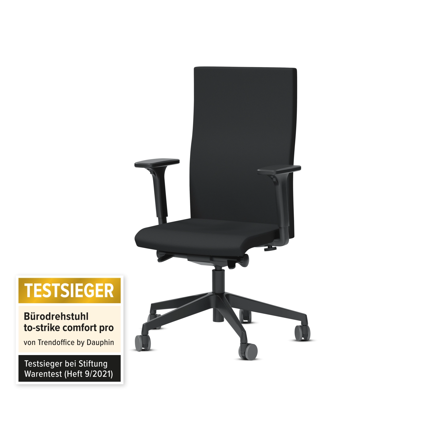 To-Strike Comfort Pro Testsieger – ergonomischer Bürostuhl mit Synchronmechanik und Lumbalstütze in schwarz