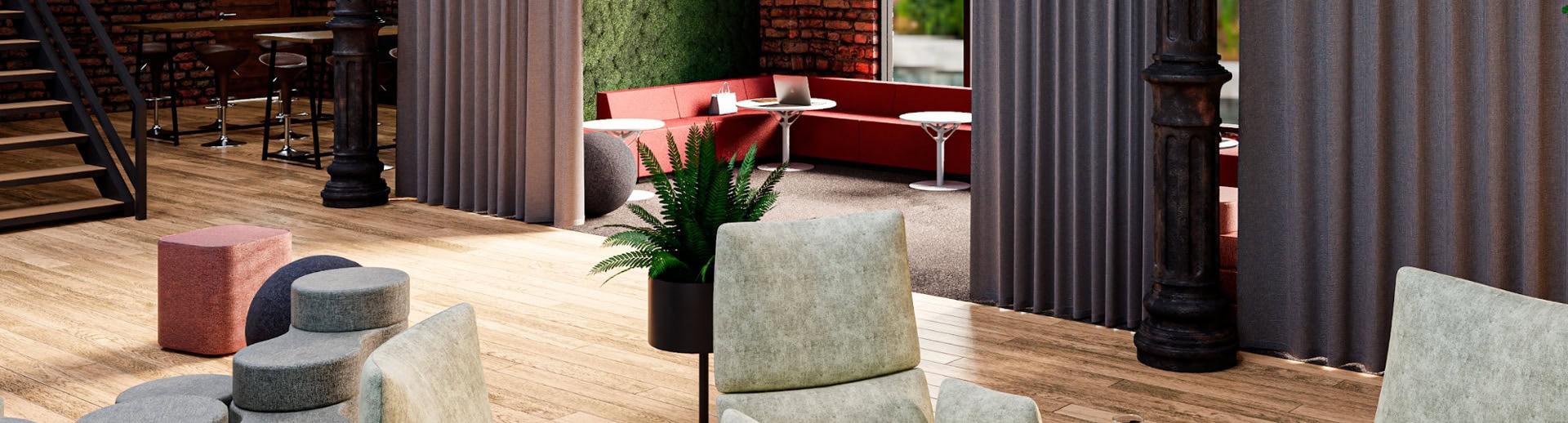 Modernes Büro mit Pflanzen und natürlichem Licht – optimales Raumklima für Produktivität